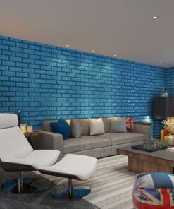 Blue new embossed pe foam brick wall sticker