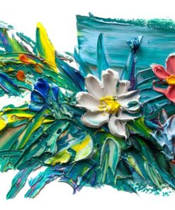 Alternative view of Multi coloured flower oil painting 3D Custom wall murals/Wallpapers – DCWk000105