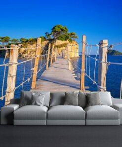 Wooden bridge over an Ocean 3D Custom wall murals/Wallpapers – DCWk000106