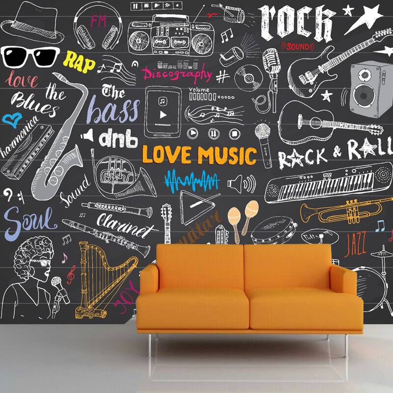 Musical Icons at a glance 3D Custom wall murals/Wallpapers – DCWk000116 -  Decor City