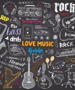 Alternative view of Musical Icons at a glance 3D Custom wall murals/Wallpapers – DCWk000116