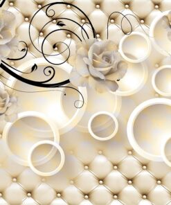 Alternative view of Leathered buttoned with Floral 3D Custom Wall Murals/Wallpapers – DCWK000120