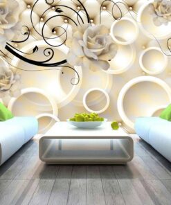 Leathered buttoned with Floral 3D Custom Wall Murals/Wallpapers – DCWK000120