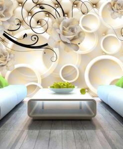 Leathered buttoned with Floral 3D Custom Wall Murals/Wallpapers –  DCWK000120 - Decor City
