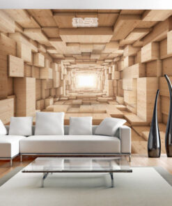 Brown Block Tunnel 3D Custom wall murals / wallpapers – DCWM000474