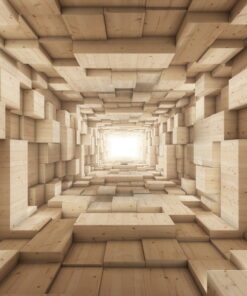 Alternative view of Brown Block Tunnel 3D Custom wall murals / wallpapers – DCWM000474