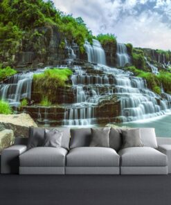 Mountain Waterfall 3D Custom wall murals / wallpapers – DCWM000547