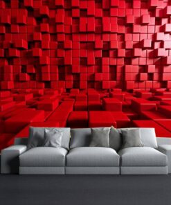2 Steps Red Cubes 3D Custom wall murals / wallpapers – DCWM000684