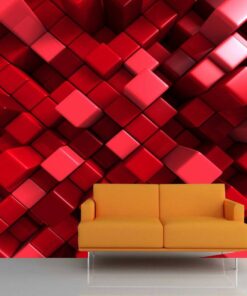 Burgundy Red Layered Blocks 3D Custom wall murals / wallpapers – DCWM000728