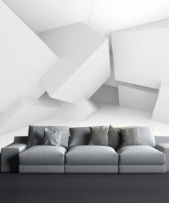 White Grey Geometric Wall 3D Custom wall murals / wallpapers – DCWM000877
