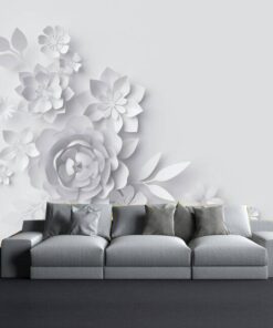White Flowery brooch 3D Custom wall murals / wallpapers – DCWM000885