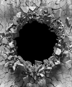 Alternative view of Gray Cracked wall with black hollow space 3D Custom wall murals / wallpapers – DCWM000909