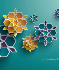 Alternative view of Teal green background Ramadan 3D Custom wall murals / wallpapers – DCWM000996