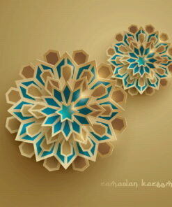 Alternative view of Brown background with Sky Blue Ramadan 3D Custom wall murals / wallpapers – DCWM000998