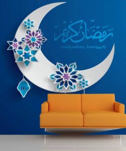 Blue background with half moon Ramadan 3D Custom wall murals / wallpapers – DCWM000999