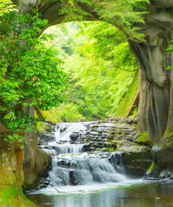 Alternative view of Flowing Stream waterfall 3D Custom wall murals / wallpapers – DCWM001092