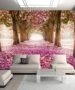 Lilac purple hibiscus flowers on buttress roots 3D Custom wall murals / wallpapers – DCWM001550