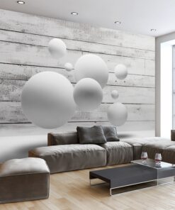 Planky Background with white oval shell 3D Custom wall murals / wallpapers – DCWM001568