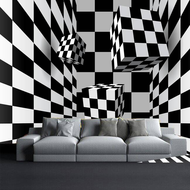 Cubic white and black design 3D Custom wall murals / wallpapers –  DCWM003461 - Decor City