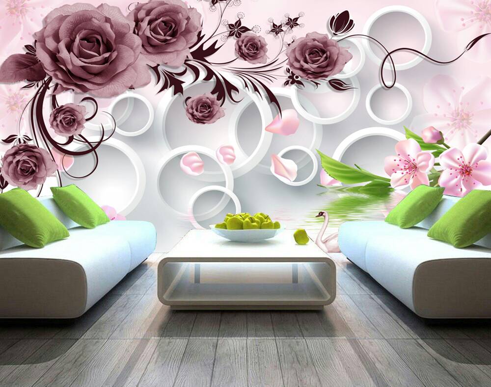 Beautiful rosette flower design 3D Custom wall murals