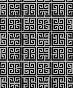 Black and White Greek Key patterned Wallpaper design - 533681