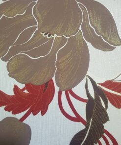 Gray with Red and Brown Floral Design Wallpaper - 533653