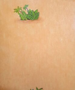 Orange background with a mint green leaf Design Wallpaper - 533661