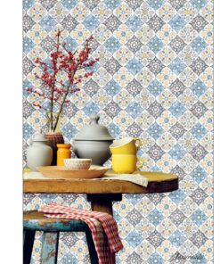 Alternative view of Blue Geometric floral Wallpaper A48-17P35