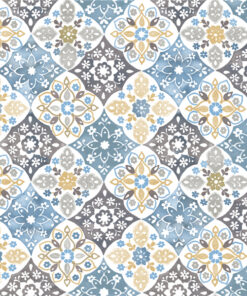 Blue Geometric floral Wallpaper A48-17P35