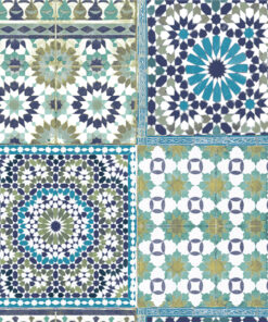 Blue Green Geometric Patterned Wallpaper  A48-17P26