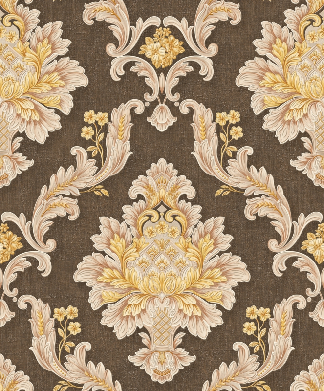 Brown and Gold Damask Wallpaper A2-139P06 | Decor City