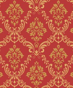 Gold and Red Damask Wallpaper A11-29P12