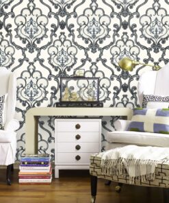 Alternative view of New Silver Grey Damask Wallpaper A28-22P48