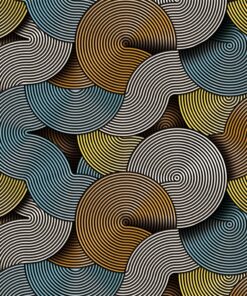 Yellow Blue Multicolor Swirl Wallpaper A19-8P20