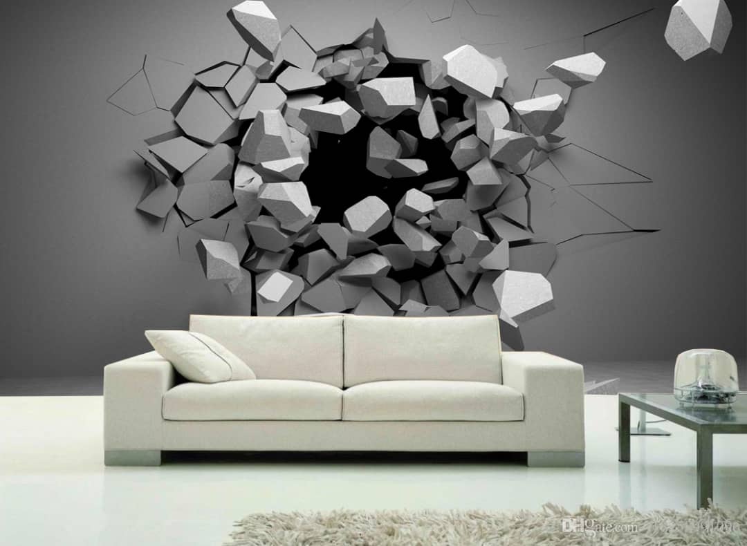 Destroyed Concrete Wall 3D custom photomural wallpaper - DCWM000446 - Decor  City
