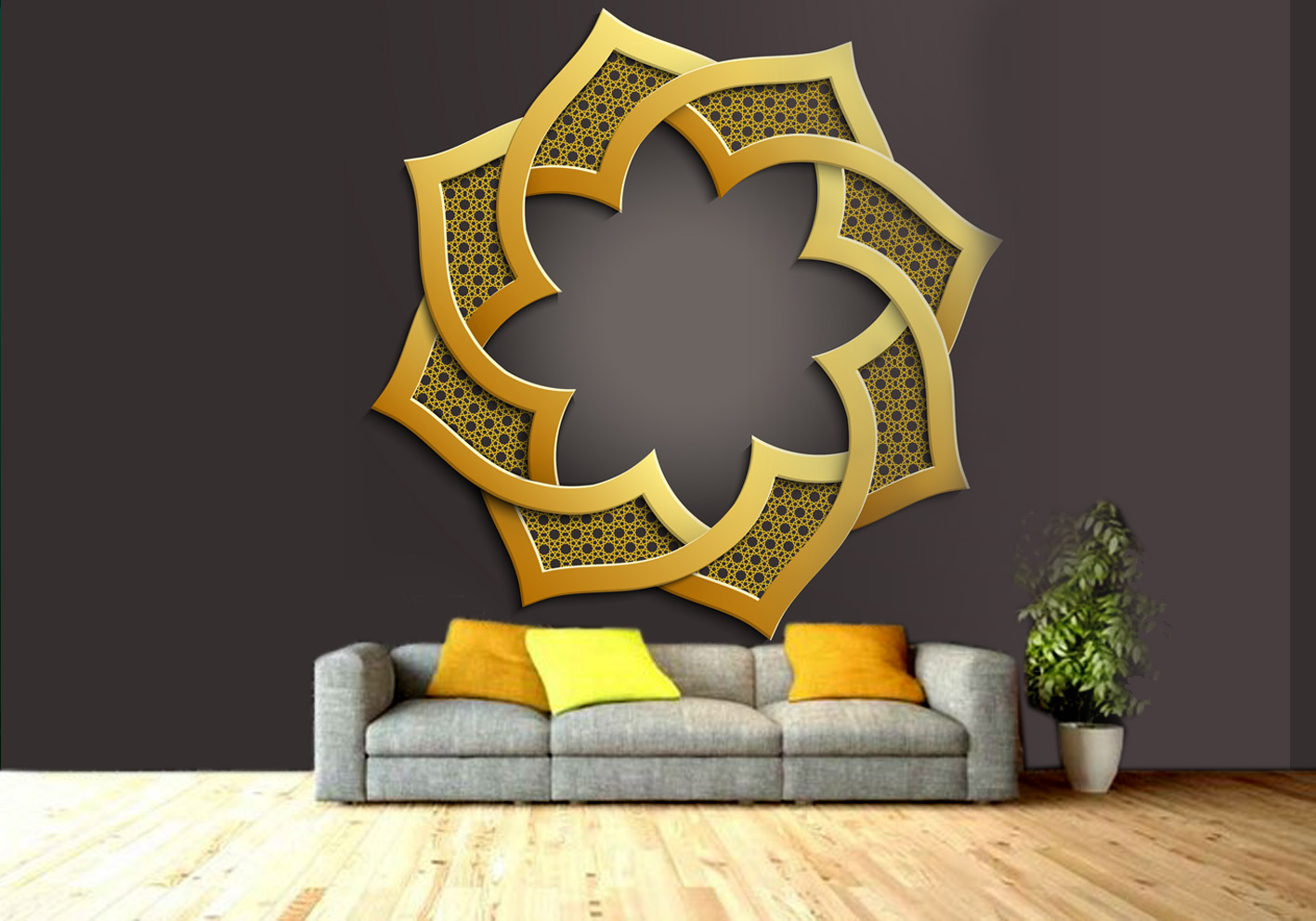 Royal Gold Arabian custom photomural wallpaper - dcwm000467 - Decor City