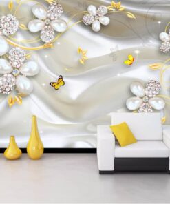 Alternative view of Silver Gold3D Pearl custom photomural wallpaper - dcwm000480