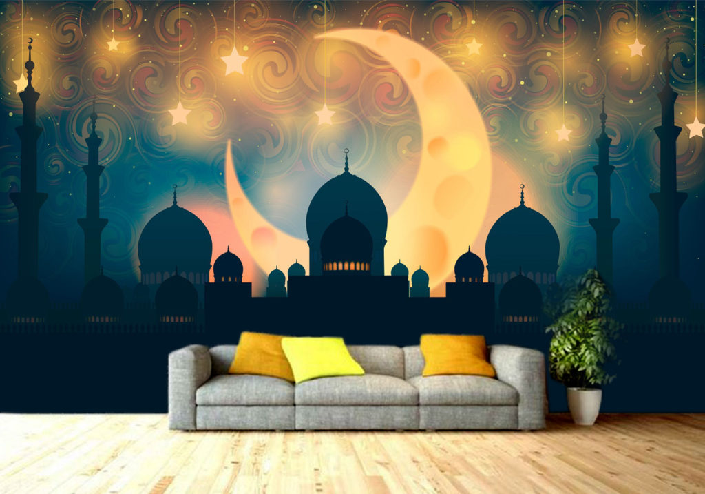 Mosque Skyline design custom photomural wallpaper - dcwm000492 - Decor City