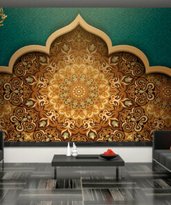 Alternative view of Green and Brown Islamic themed custom photomural wallpaper - dcwm000525