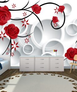 3D Red Roses custom photomural wallpaper - dcwm000559