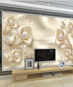 Alternative view of Luxury Floral Pearl Custom Photomural wallpaper design - DCWM0008484