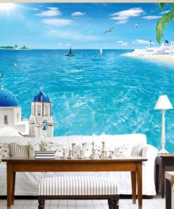 Santorini Greece Custom Sea Scape Photomural wallpapert design - DCWM0092931