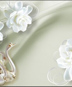 Alternative view of White Roses Custom Photomural wallpaper design - DCWM0248514