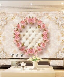 Circular Pink Floral custom Photomural wallpaper design - DCWM0300736