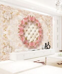 Alternative view of Circular Pink Floral custom Photomural wallpaper design - DCWM0300736