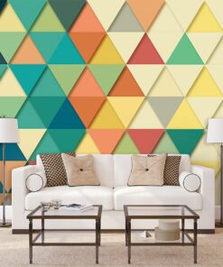 Alternative view of Multi Coloured Triangular Patterned Custom Photomural wallpaper design - DCWM0396925
