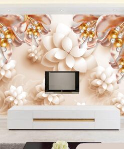 Alternative view of Stunning Floral and Pearls Custom Photomural wallpaper design - DCWM0398539