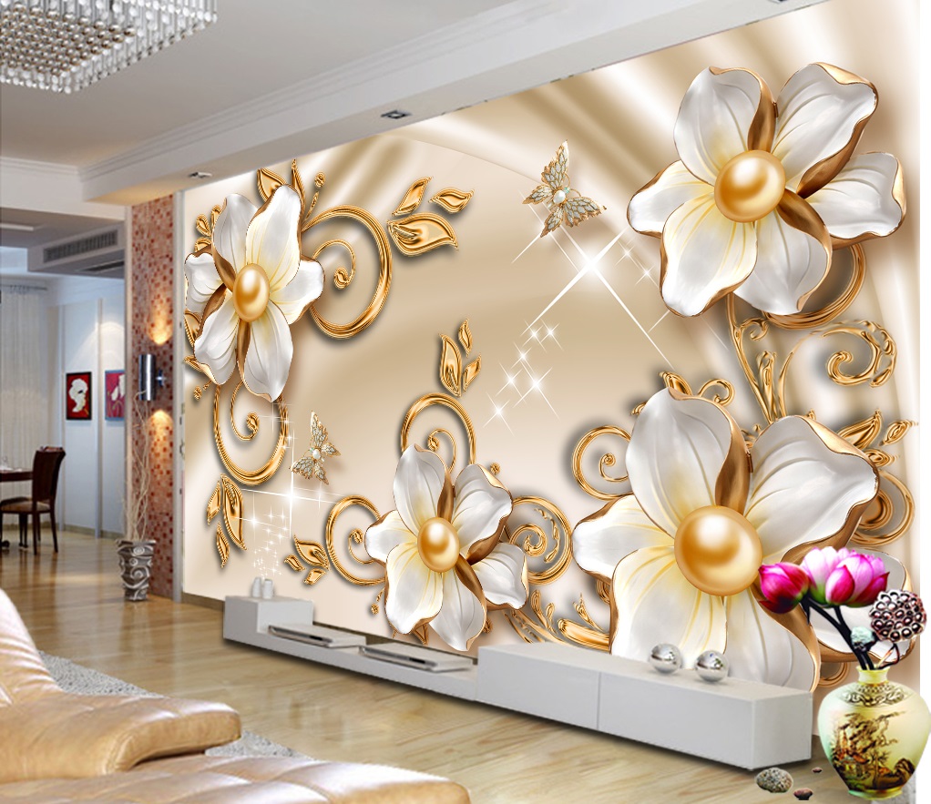 Luxury Gold Floral Custom Photomural wallpaper design ...