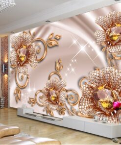 Stunning Luxury Floral Diamond Custom Photomural wallpaper design - DCWM0448834