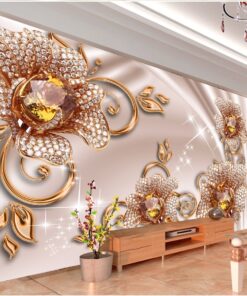 Alternative view of Stunning Luxury Floral Diamond Custom Photomural wallpaper design - DCWM0448834